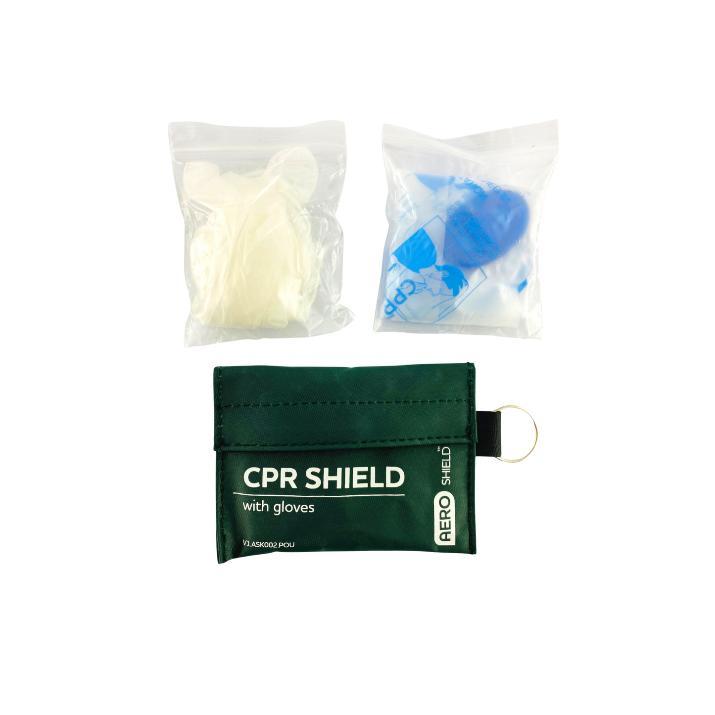 CPR Face Shield with Gloves in Pouch Keyring - Aero (1)
