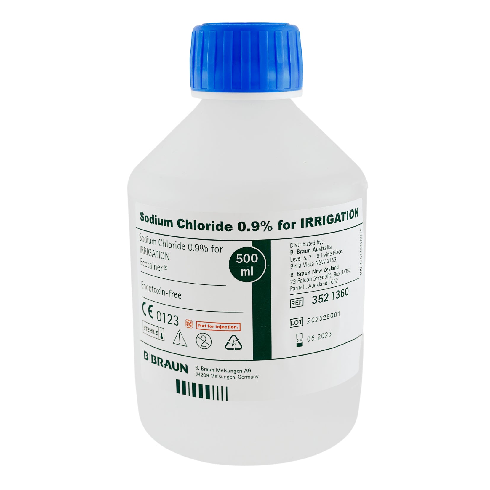 Sodium Chloride 0.9% Saline 500ml Bottle (1) - First Aid Distributions