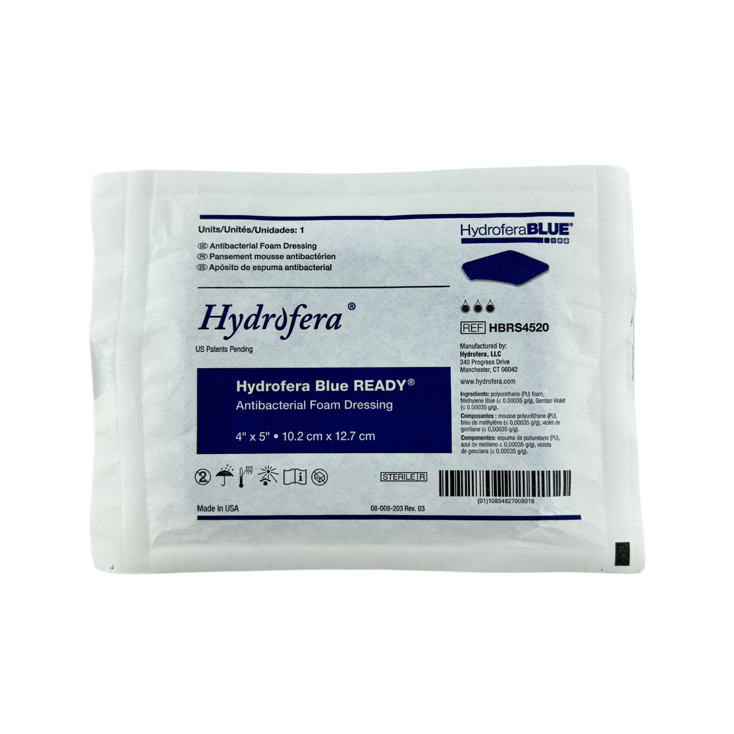 Hydrofera  Blue Ready - Antibacterial Foam Dressing 10.2cm x 12.7cm (1)