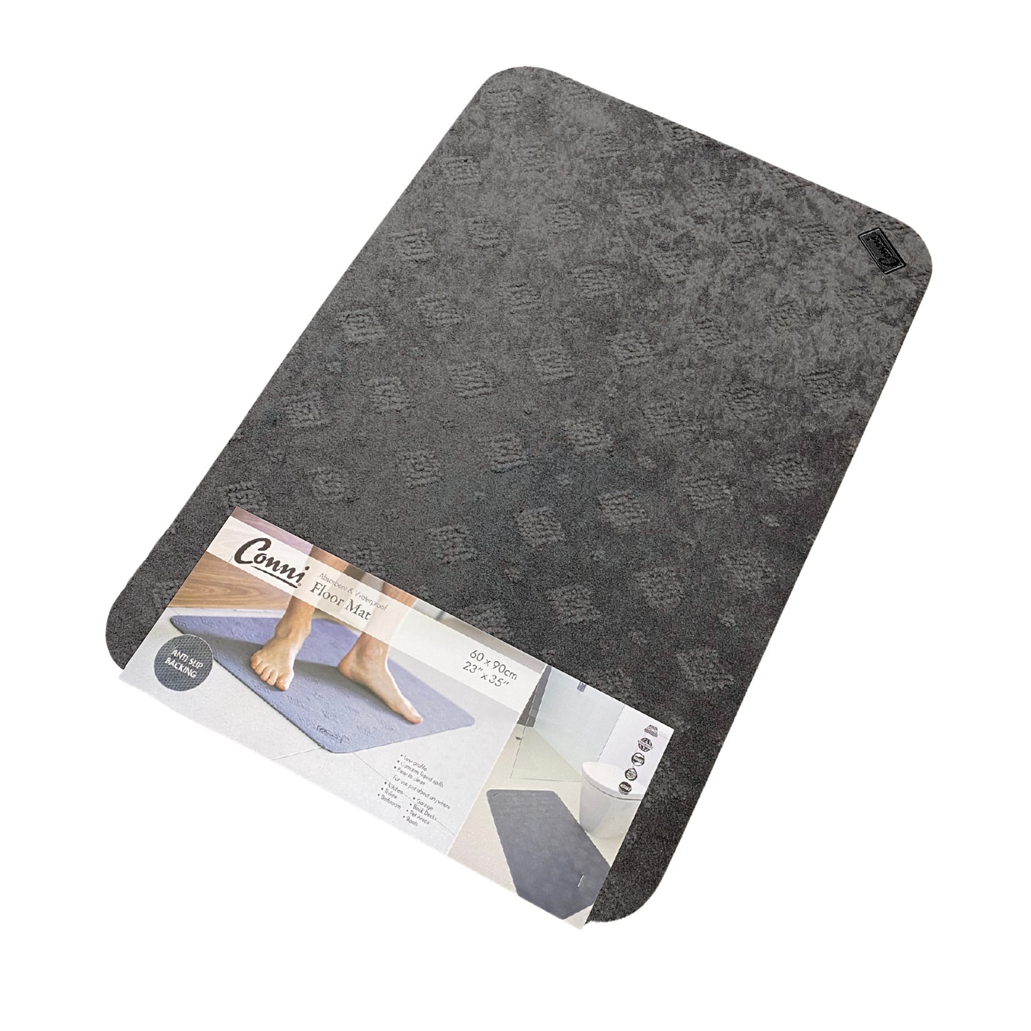 Conni Absorbent Floor Mat Non Slip - Charcoal (1)