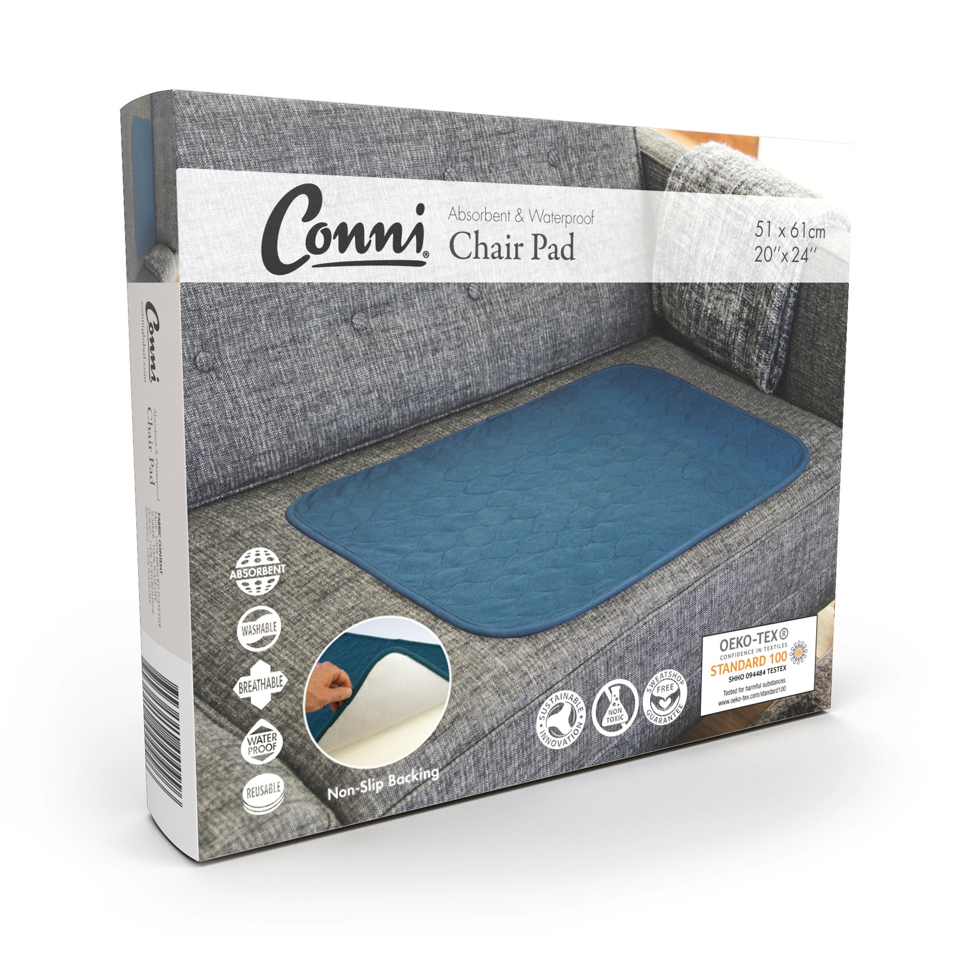 Conni Chair Pad Large - Teal Blue (1) - First Aid Distributions