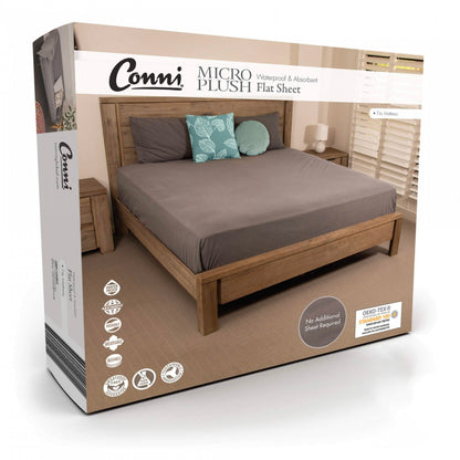 Conni Micro Plush Waterproof Flat Sheet - Charcoal (1)