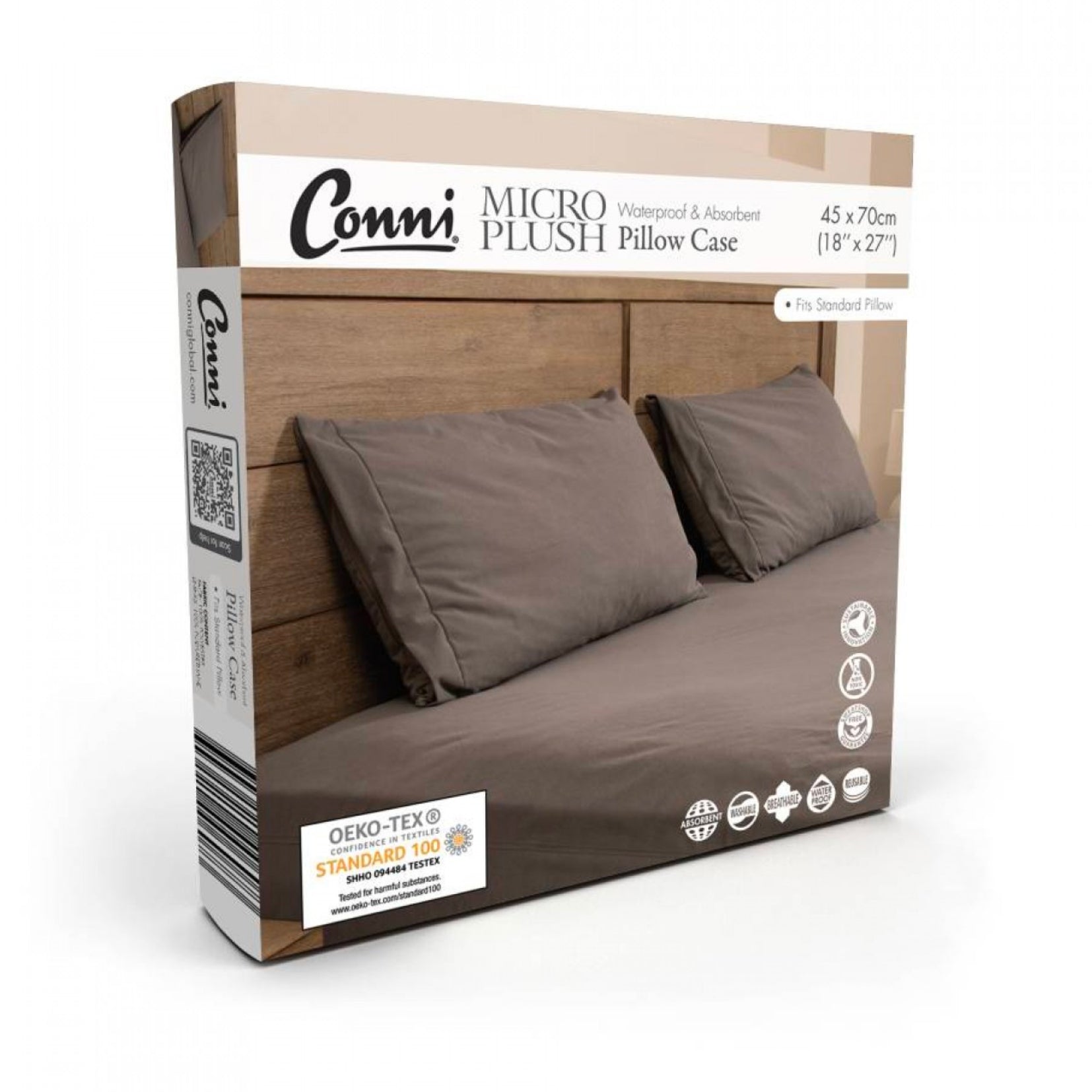 Conni Micro Plush Waterproof Pillow Case - Charcoal (1) - First Aid Distributions