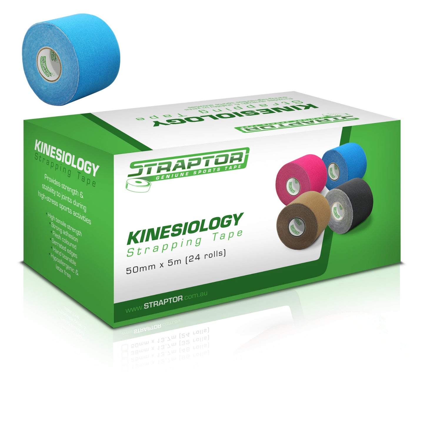 Kinesiology Tape Straptor 50mm x 5m - BLUE (24) - First Aid Distributions