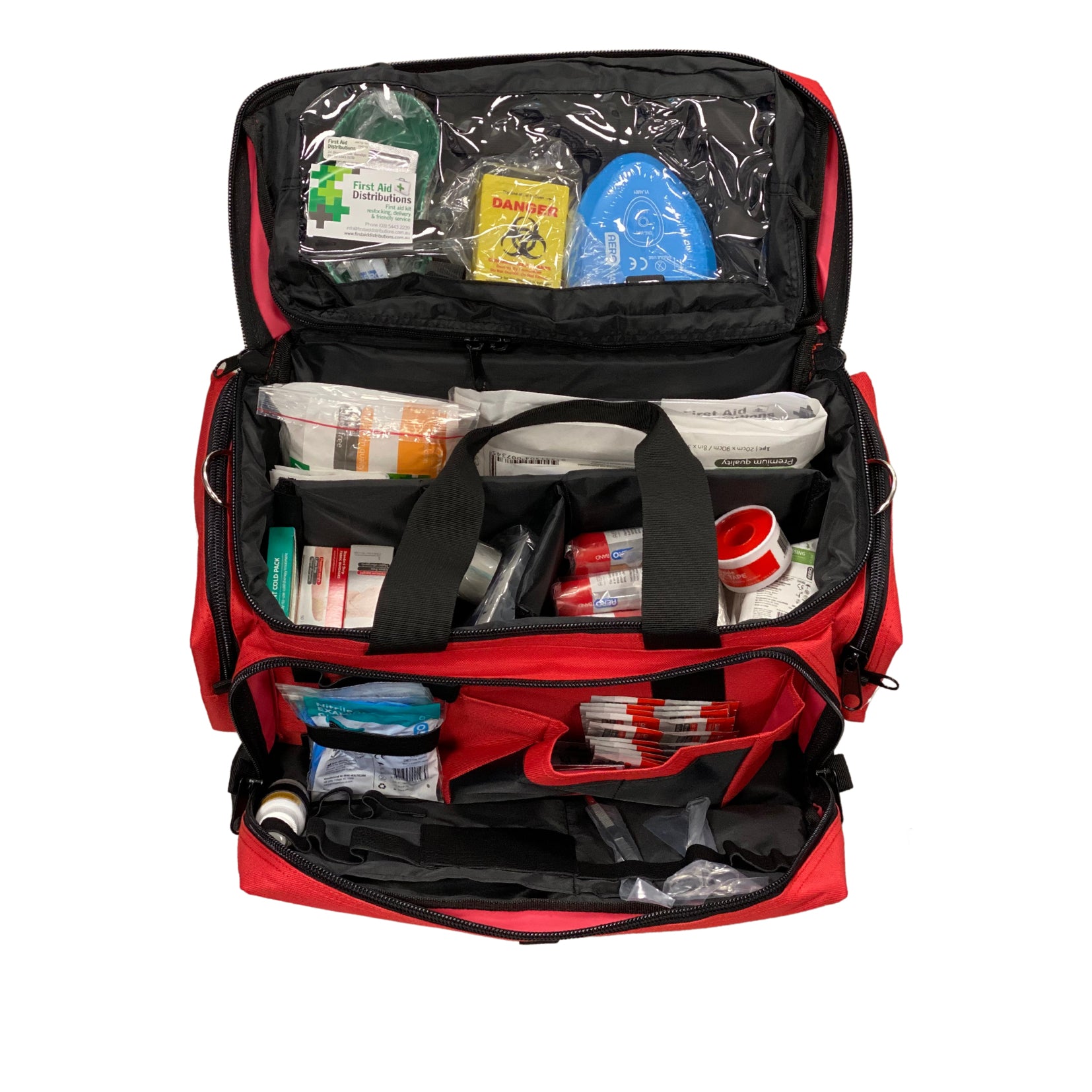 Model 23 National Workplace First Aid Kit - Trauma Bag Red - First Aid Distributions