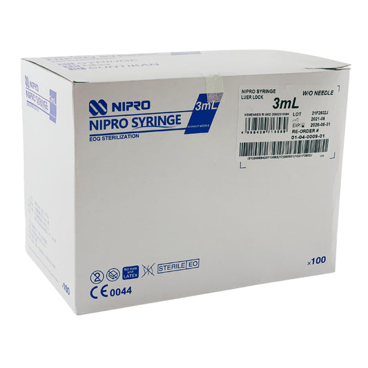 Nipro Syringe Luer Lock 3ml (100) - First Aid Distributions