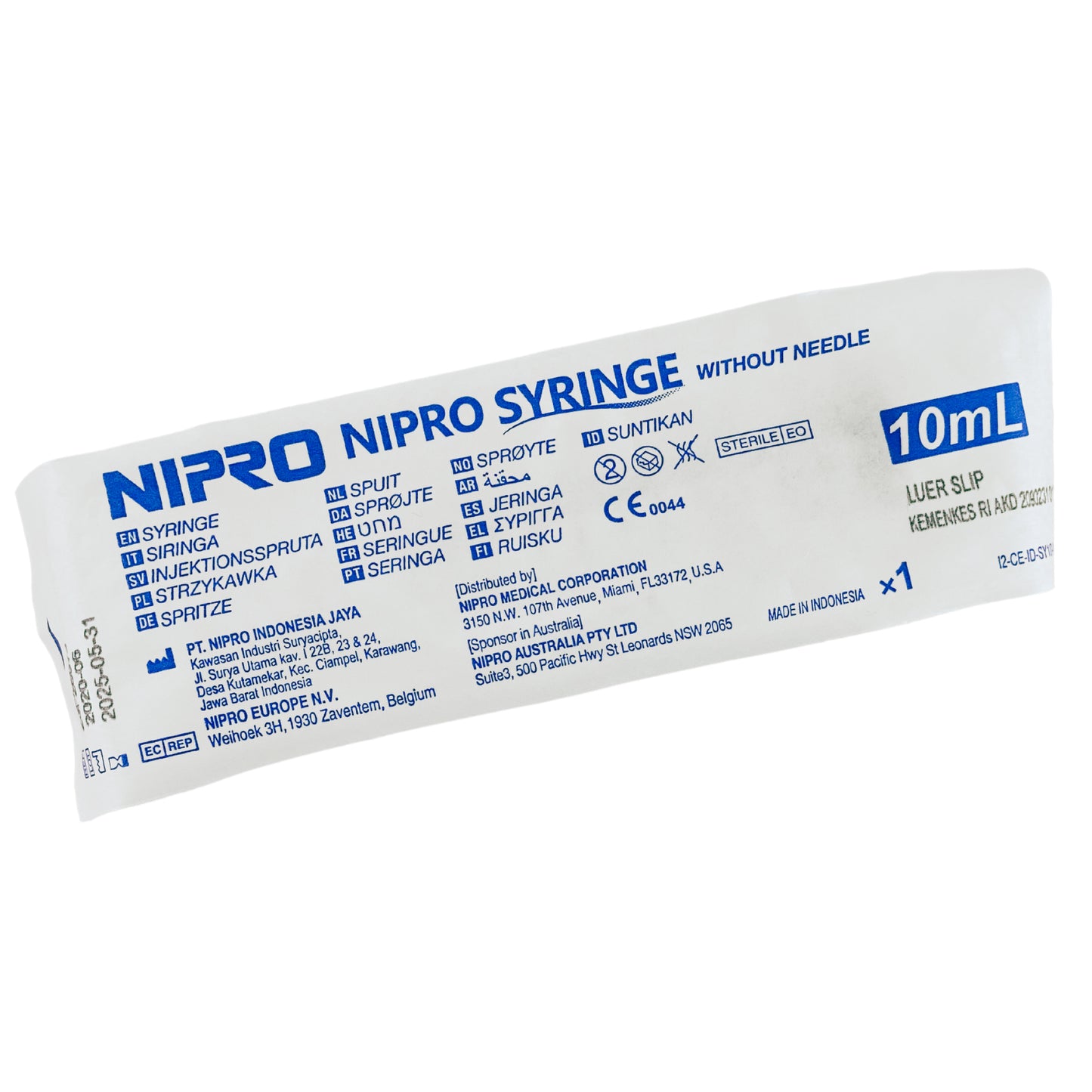 Nipro Syringe Luer Slip 10ml (100)