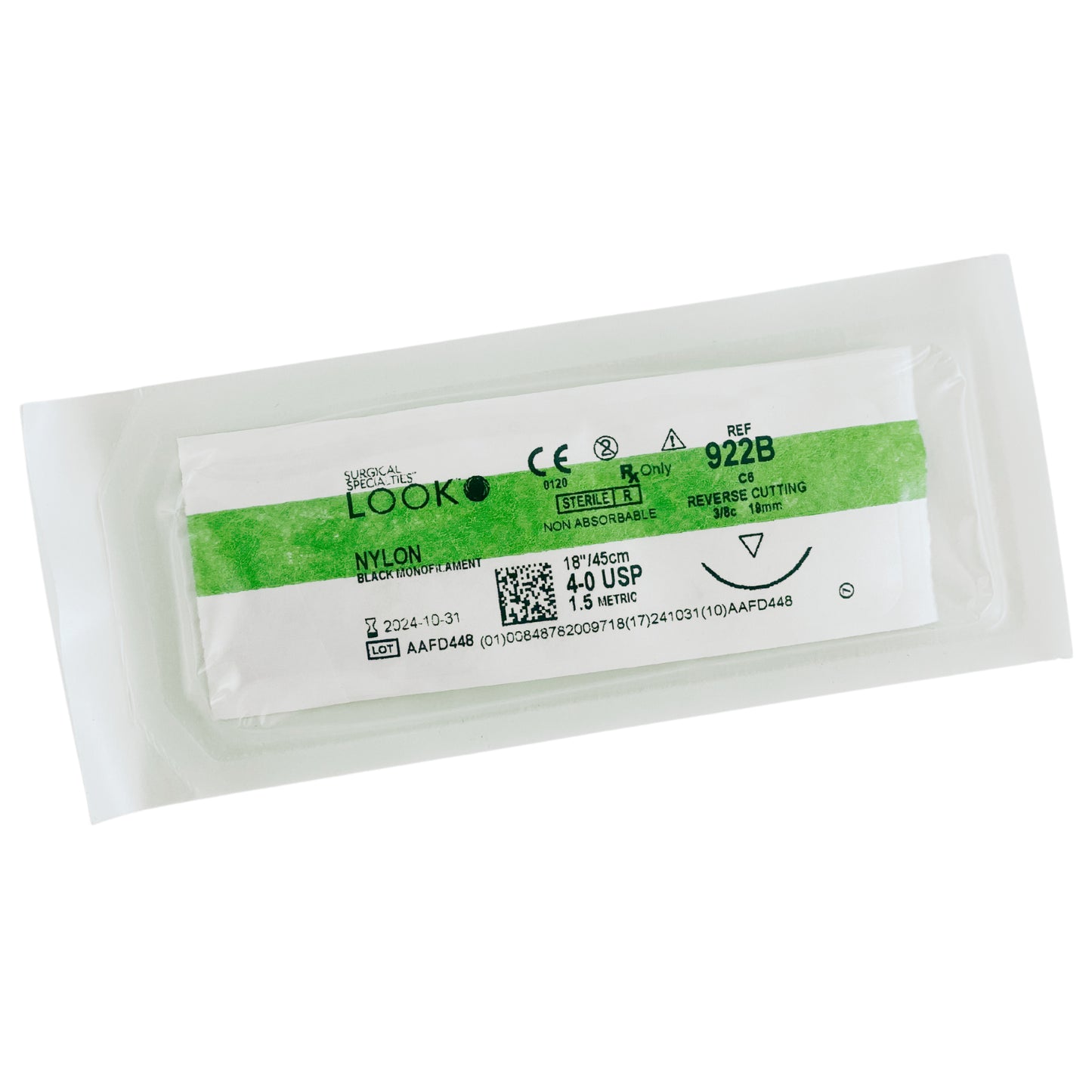 Nylon Suture 4/0 19mm Reverse Cut 45cm (1)