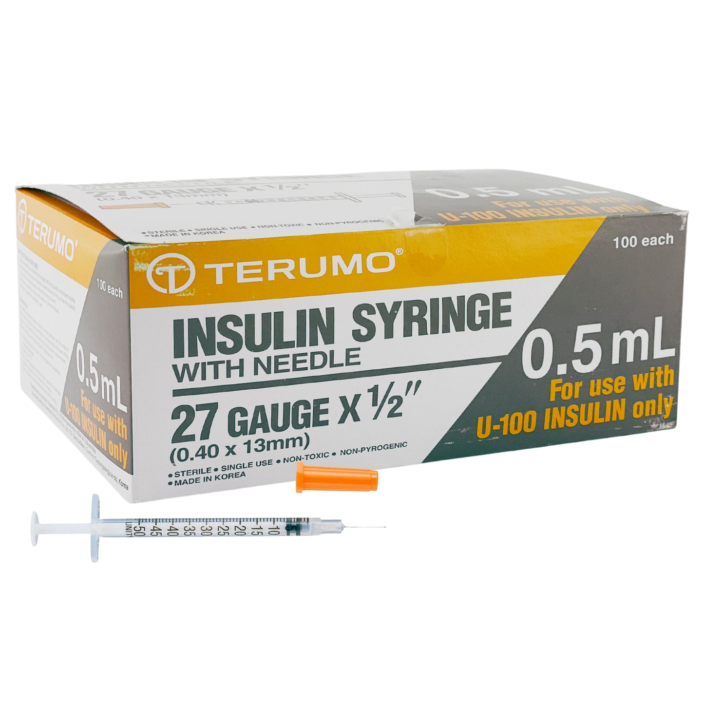 Insulin Syringe 27g / 13mm x 0.5ml Box (100)