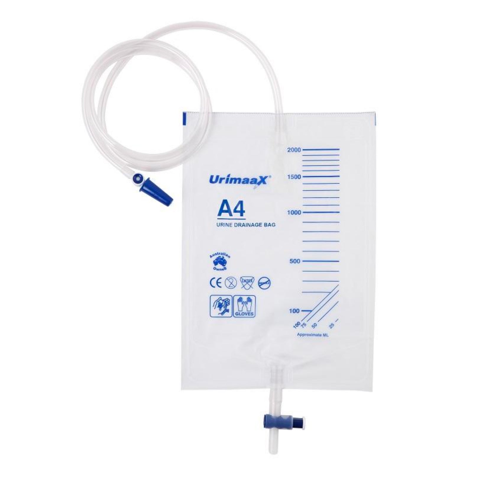 A4 Urinary Drainage Bag 2000ml Sterile - Urimaax (1) - First Aid Distributions