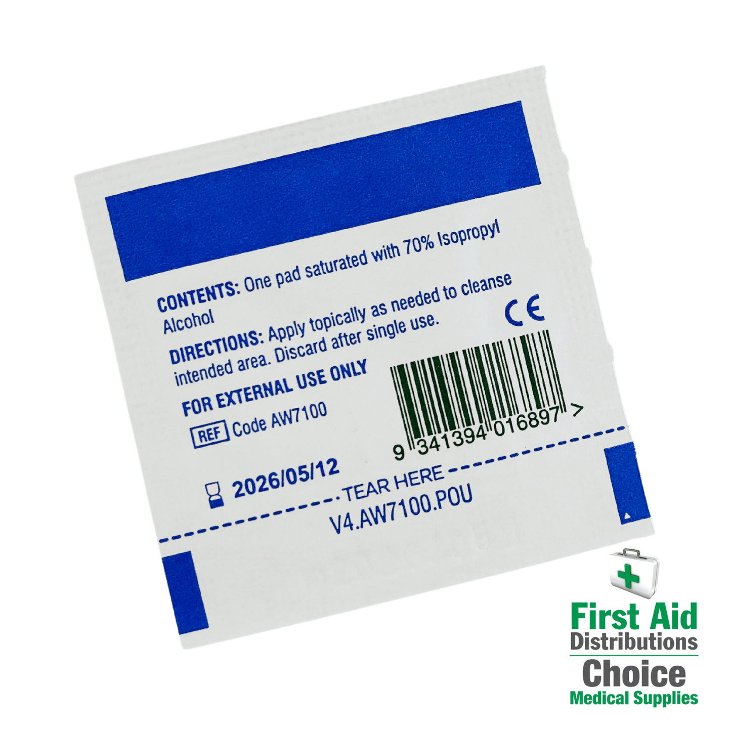 Alcohol Swab Single - Aero (1) - First Aid Distributions