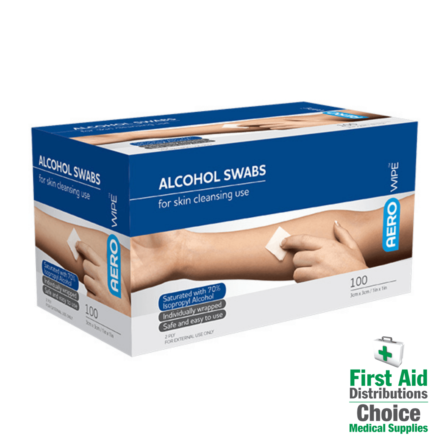 Alcohol Swabs Box - Aero (100) - First Aid Distributions