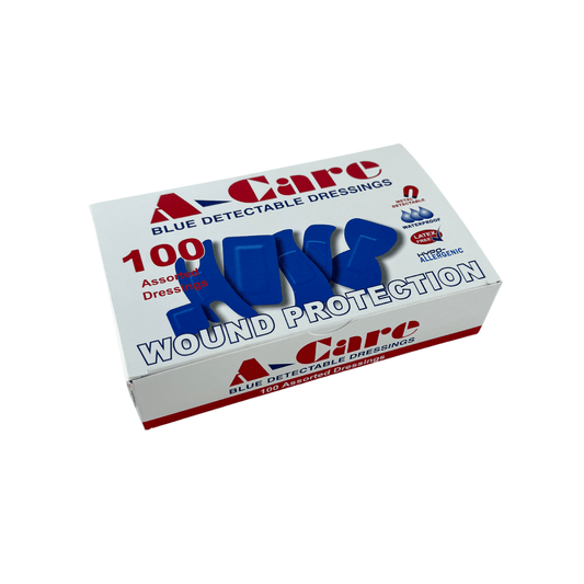 Blue Detectable Plasters A-Care Assorted (100) - First Aid Distributions