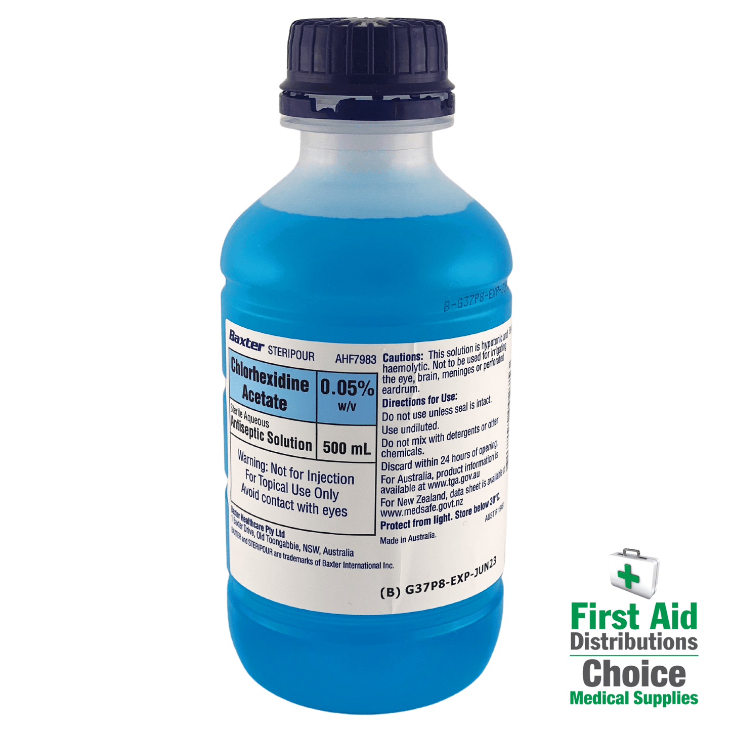 Chlorhexidine Acetate Antiseptic Solution Blue 500ml (1) - First Aid Distributions