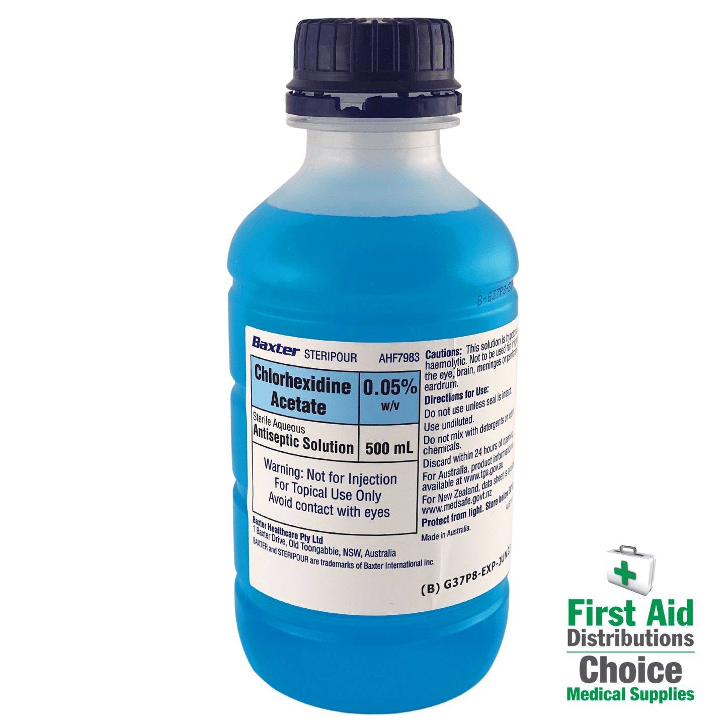 Chlorhexidine Acetate Antiseptic Solution Blue 500ml (1) - First Aid Distributions