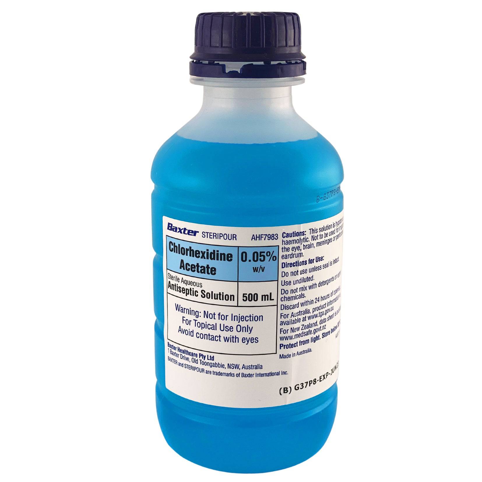 Chlorhexidine Acetate Antiseptic Solution Blue 500ml (1) - First Aid Distributions