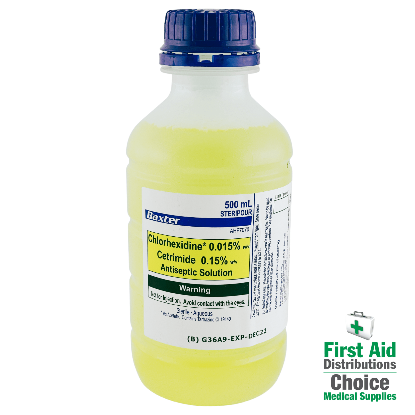 Chlorhexidine Antiseptic Solution Yellow 500ml (1) - First Aid Distributions