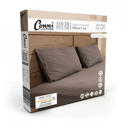 Conni Micro Plush Waterproof Pillow Case - Charcoal (1) - First Aid Distributions