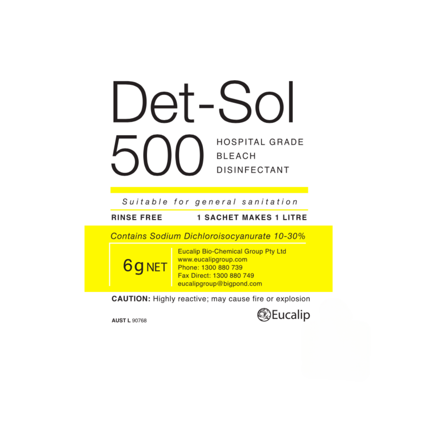 Det-Sol 500 Hospital Grade Disinfectant Sachet 6g (1) - First Aid Distributions