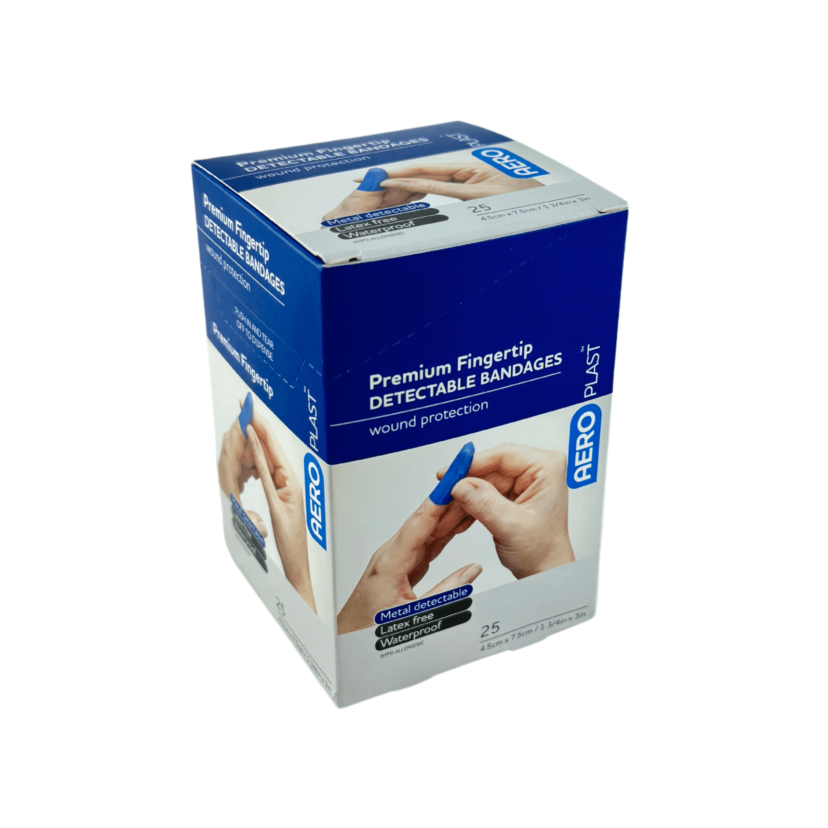 Detectable Plasters Blue Fingertip - Aero (25) - First Aid Distributions