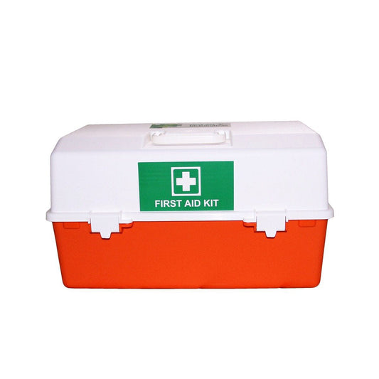 Empty First Aid Box Large - Orange & White (1) - First Aid Distributions