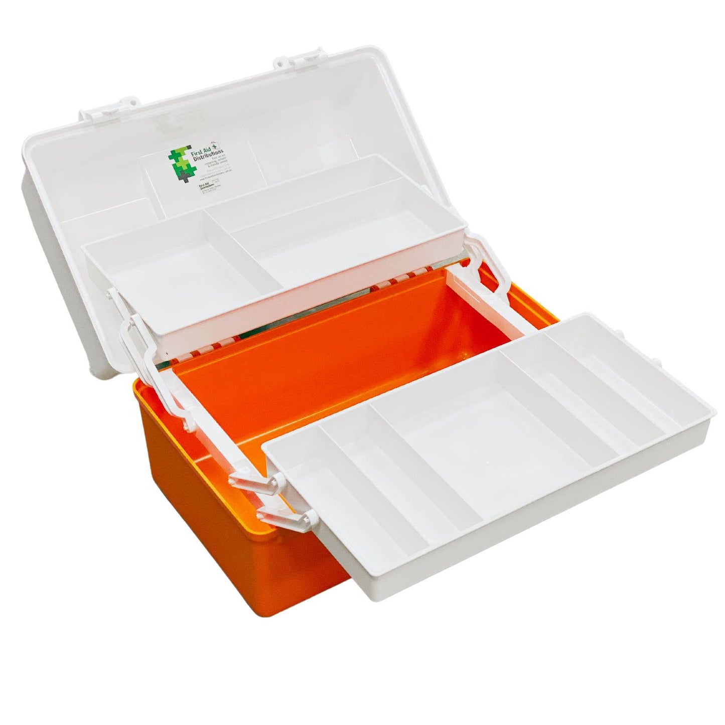 Empty First Aid Box Large - Orange & White (1) - First Aid Distributions