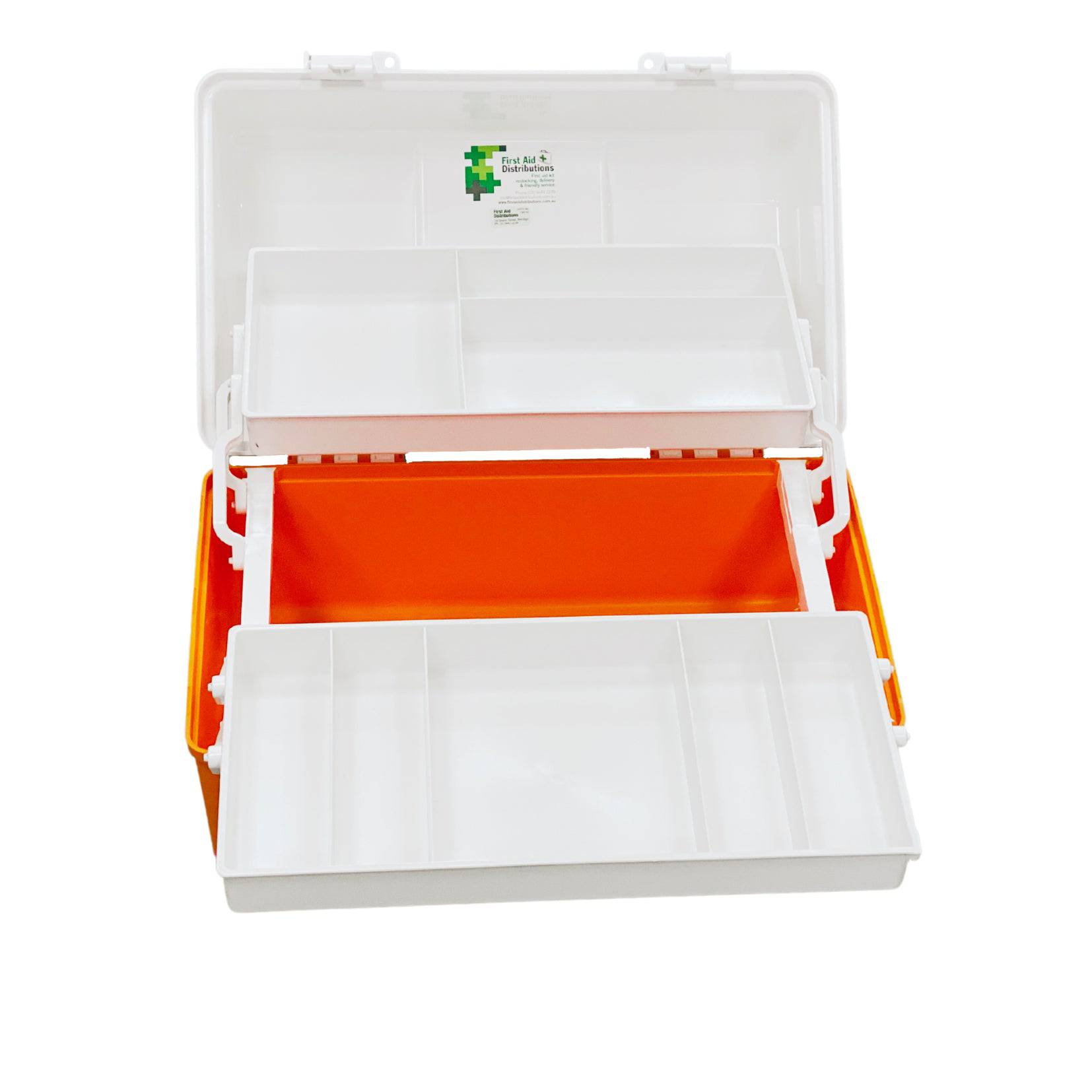 Empty First Aid Box Large - Orange & White (1) - First Aid Distributions