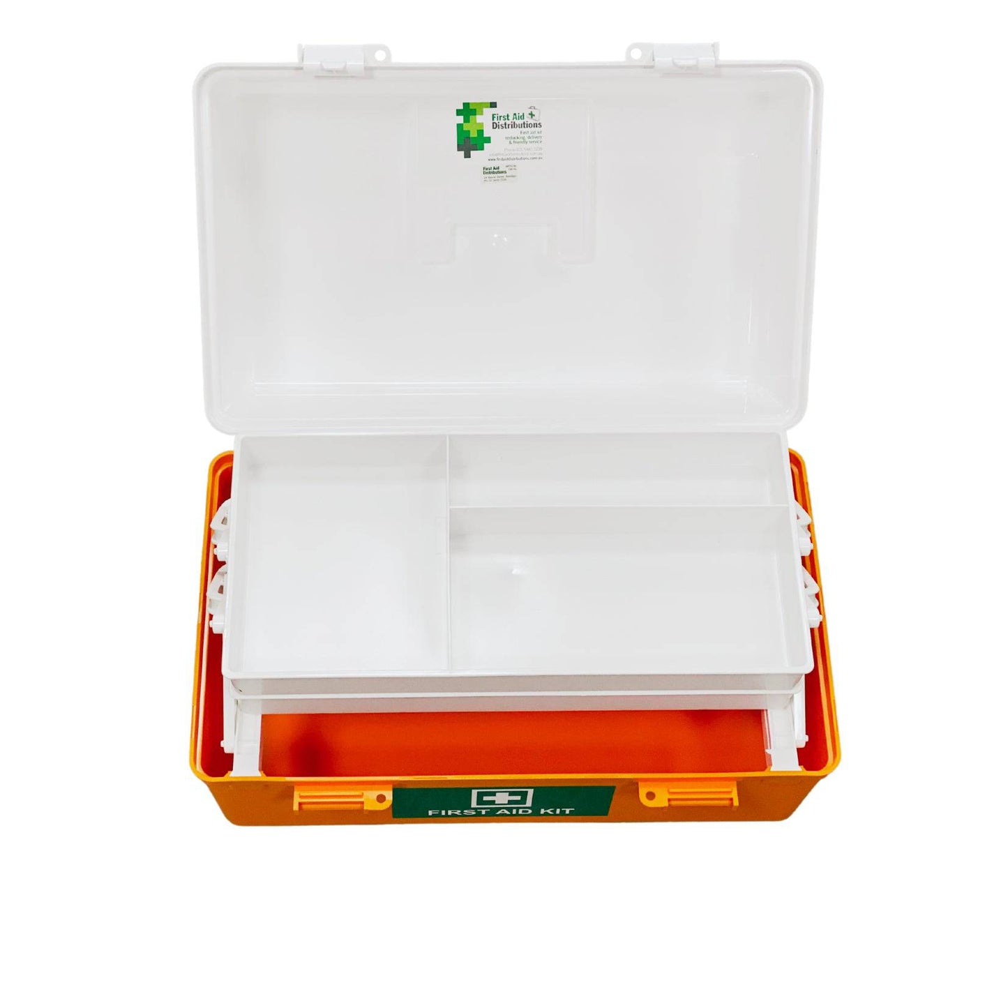 Empty First Aid Box Large - Orange & White (1) - First Aid Distributions