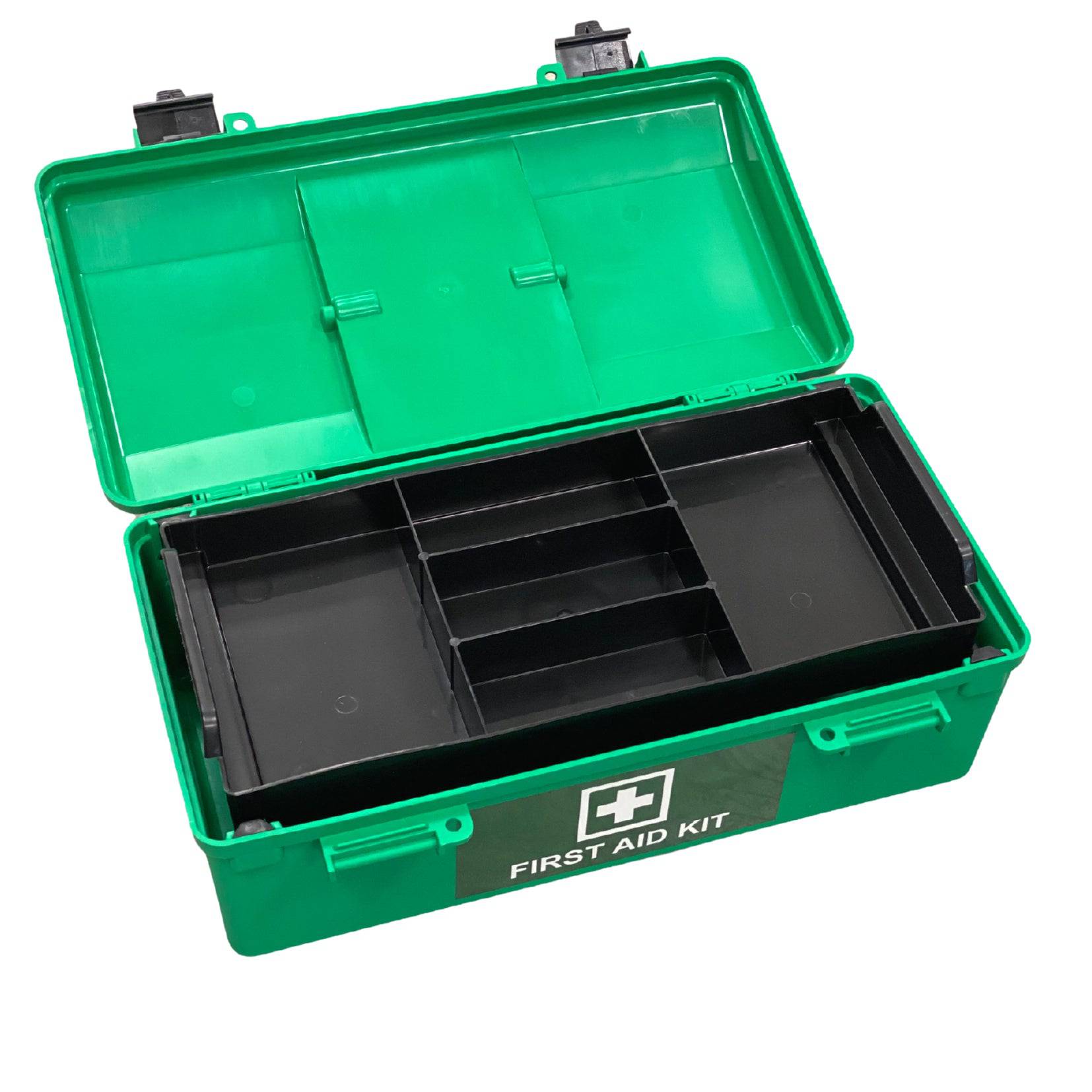 Empty First Aid Box Portable - Green Lift Out Tray (1) - First Aid Distributions