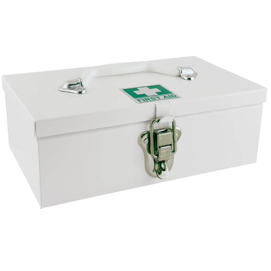 Empty First Aid Small Metal Box - White (1) - First Aid Distributions