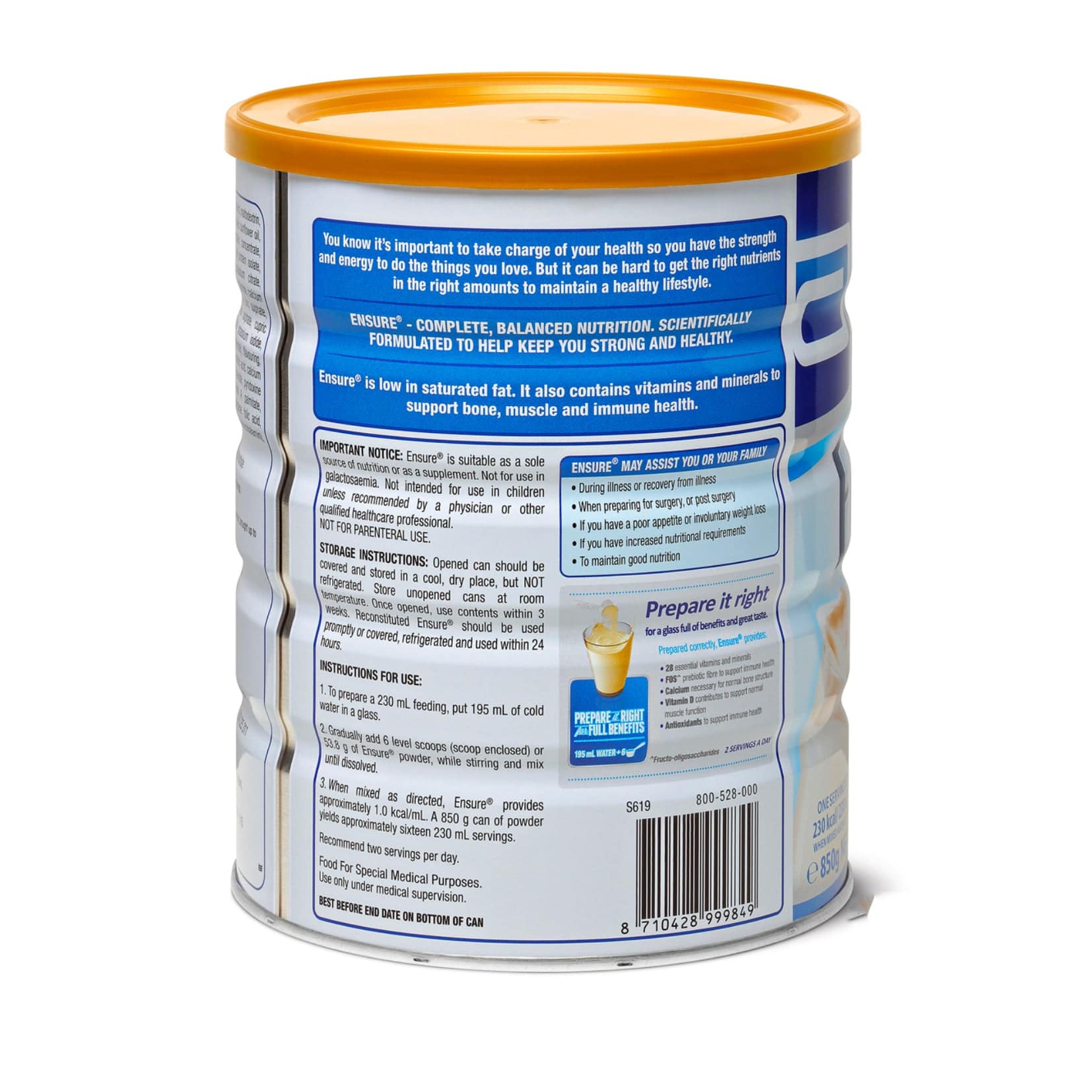 Ensure Powder 850g Tin (1) - First Aid Distributions