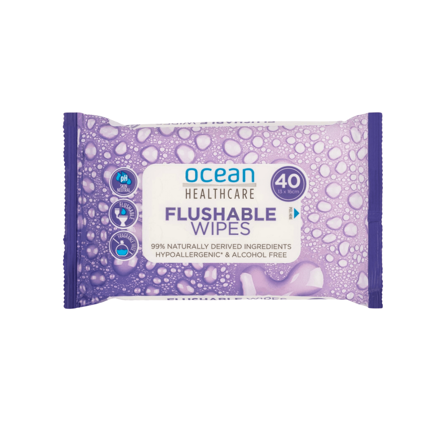 Flushable Wipes - Ocean (40) - First Aid Distributions