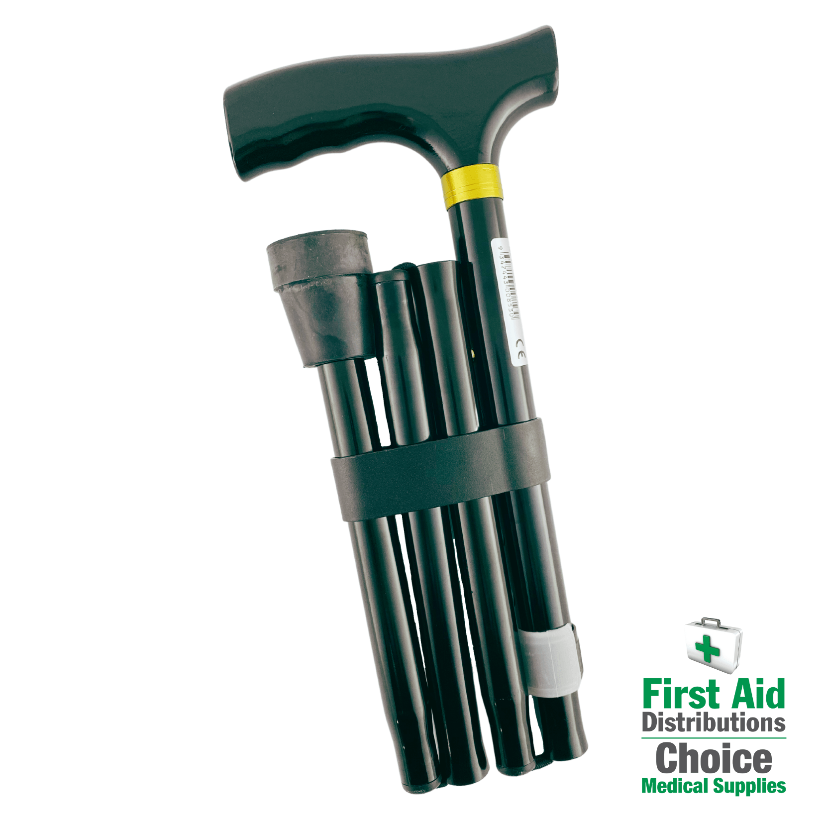 Folding Walking Stick - Black (1) - First Aid Distributions