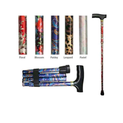 Folding Walking Stick - Patterned (1) - First Aid Distributions