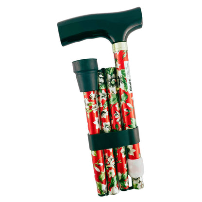 Folding Walking Stick - Patterned (1) - First Aid Distributions