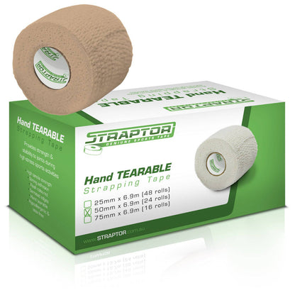 Hand Tearable Stretch Tape Beige/Flesh 50mm x 6.9m - Straptor (24) - First Aid Distributions