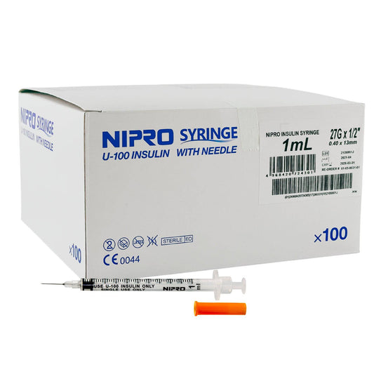 Insulin Syringe  27g / 13mm x 1ml Box (100) - First Aid Distributions