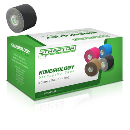 Kinesiology Tape Straptor 50mm x 5m - BLACK (24) - First Aid Distributions