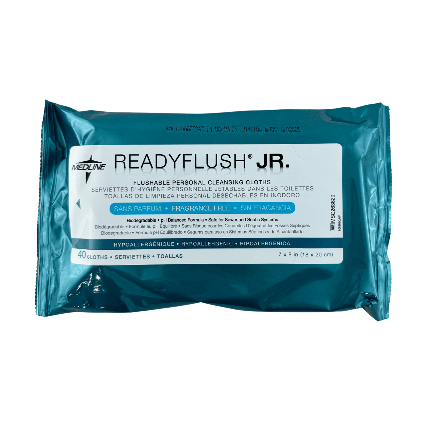 Medline Readyflush JR frag/free Wipes Pk 40 - First Aid Distributions