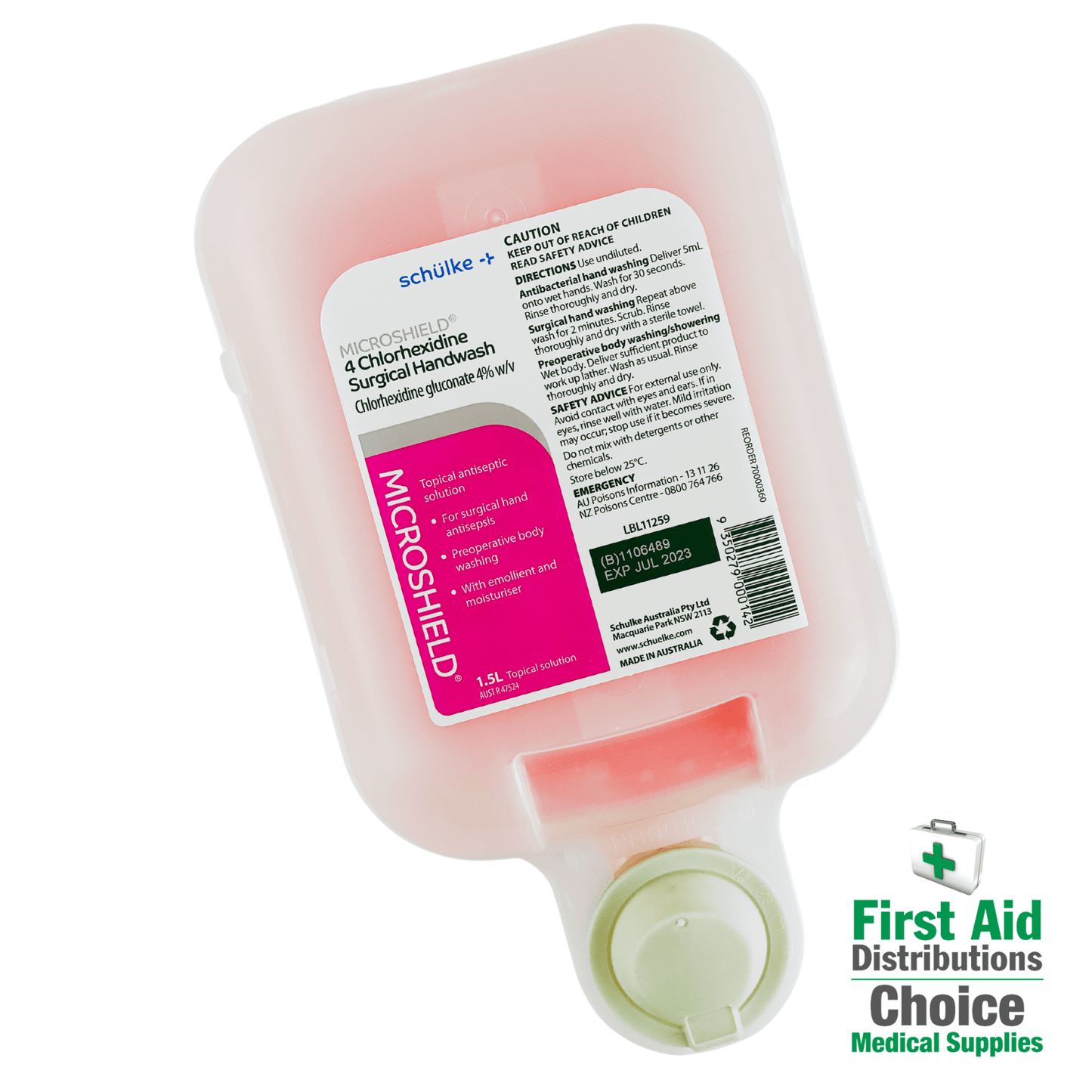 Microshield 4 Chlorhexidine Surgical Handwash 1.5L (1) - First Aid Distributions