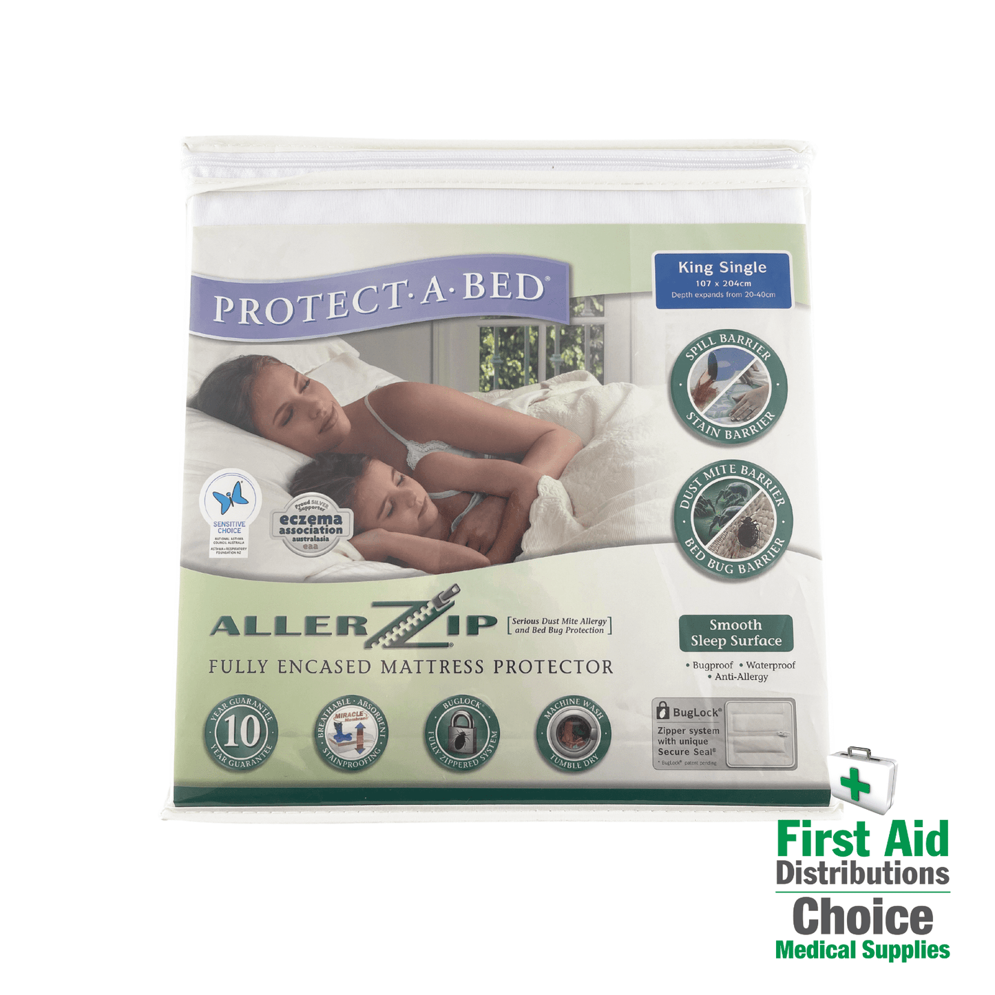 Protect-A-Bed Allerzip Fully Encased Mattress Protector (1) - First Aid Distributions