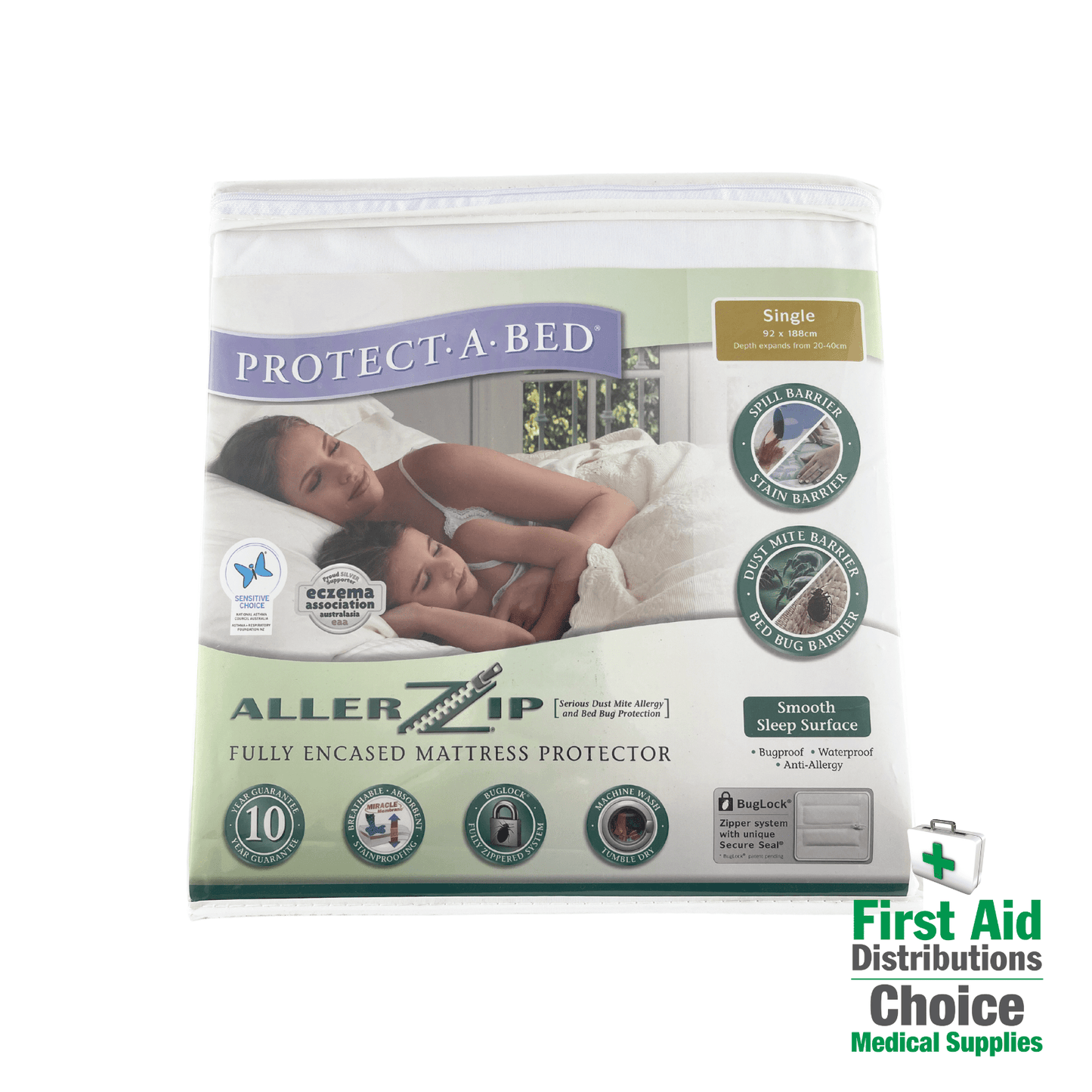 Protect-A-Bed Allerzip Fully Encased Mattress Protector (1) - First Aid Distributions