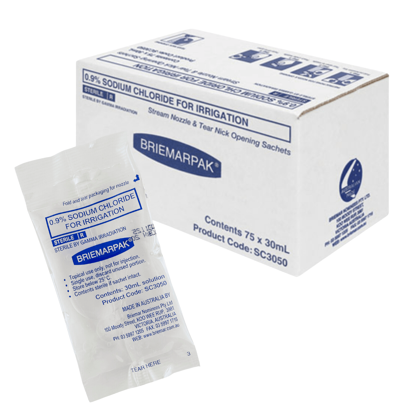 Sodium Chloride 0.9% Sachets 30ml Box (75) - First Aid Distributions