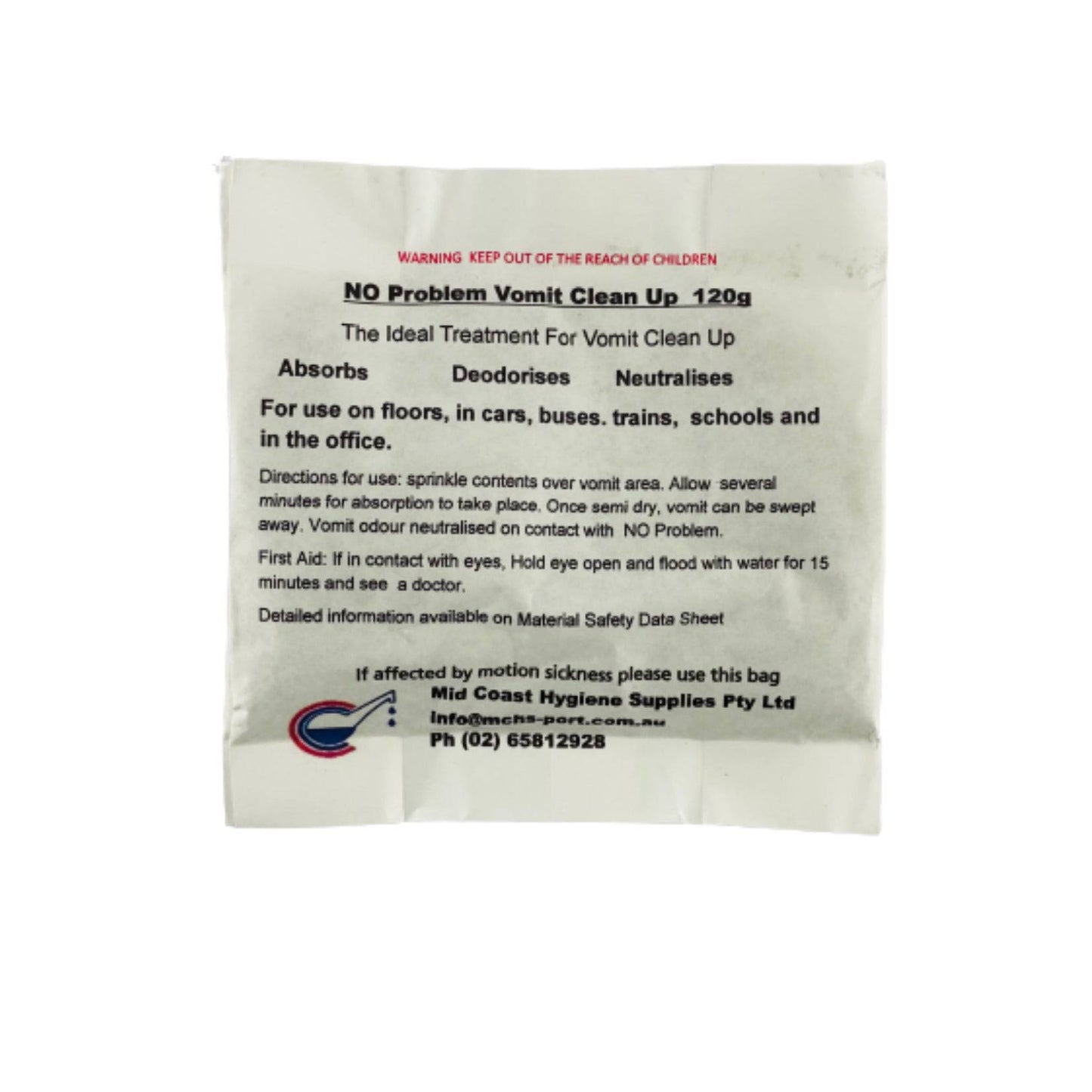 Vomit Clean Up Sachet 120g (1) - First Aid Distributions