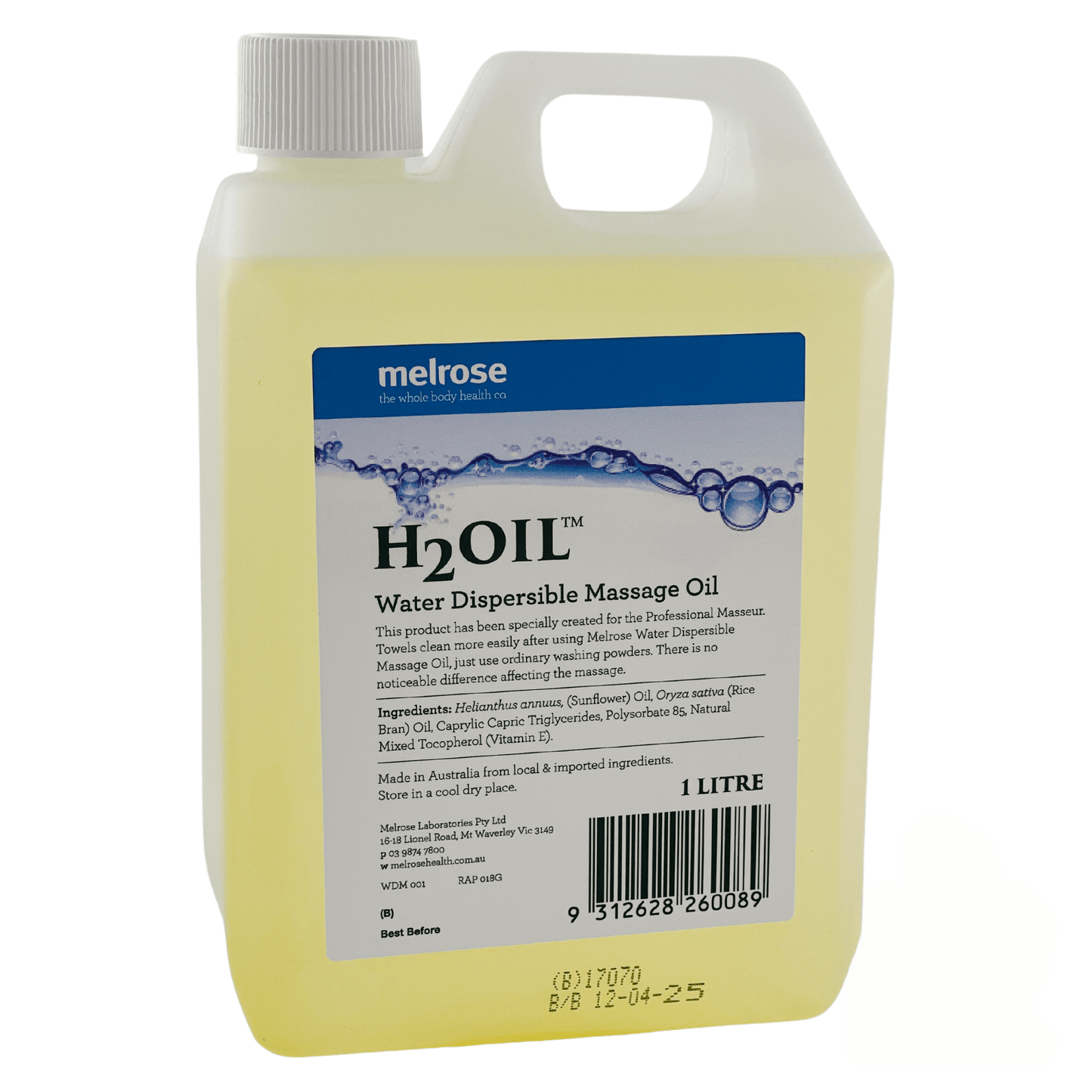 Water Dispersible Massage Oil -  H2Oil (1) - First Aid Distributions