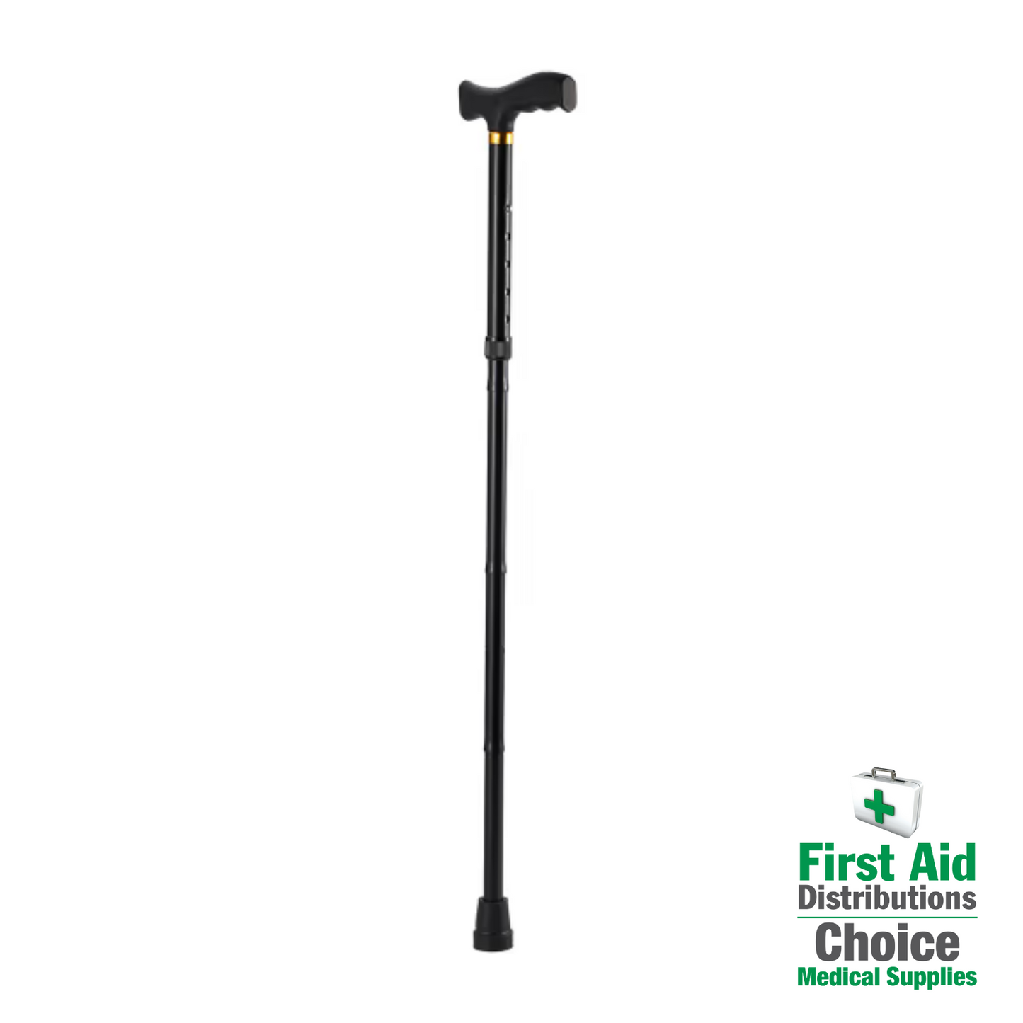 Folding Walking Stick - Black (1) - First Aid Distributions