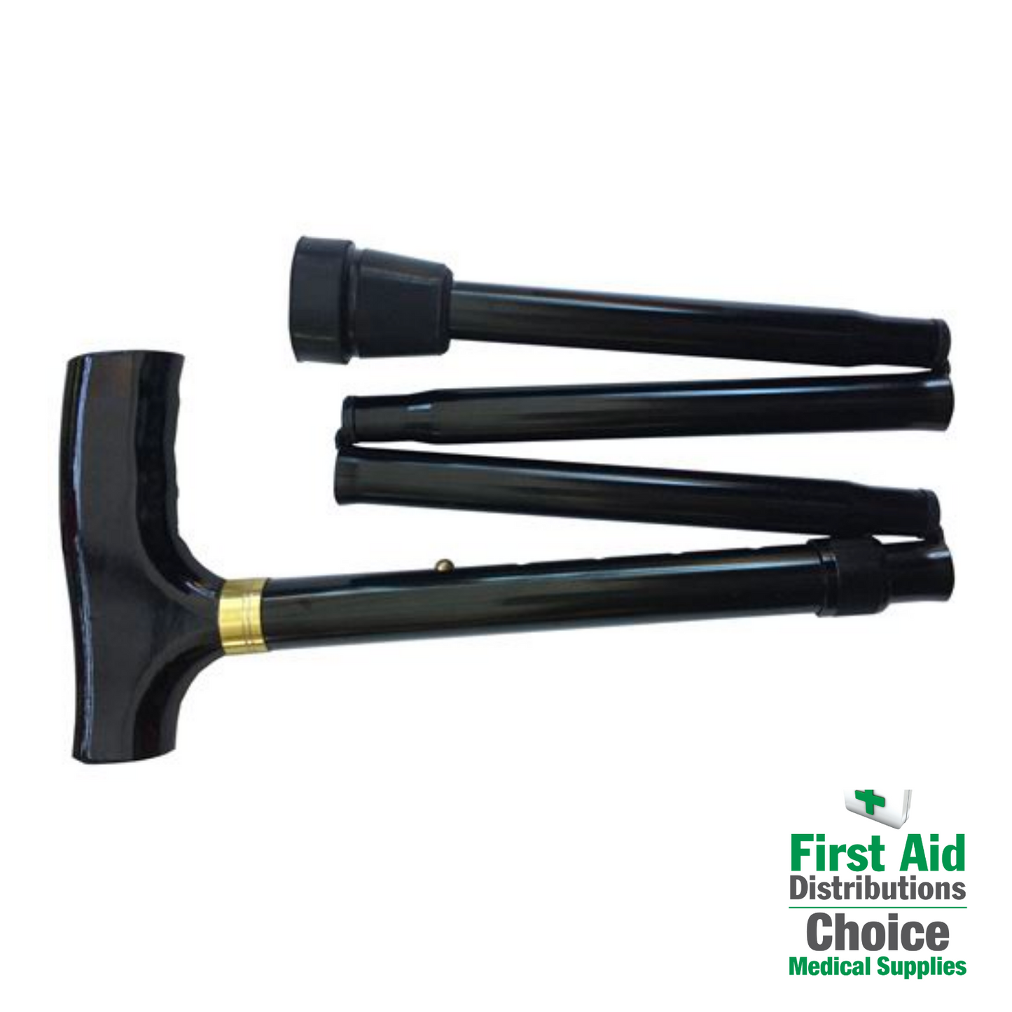 Folding Walking Stick - Black (1)